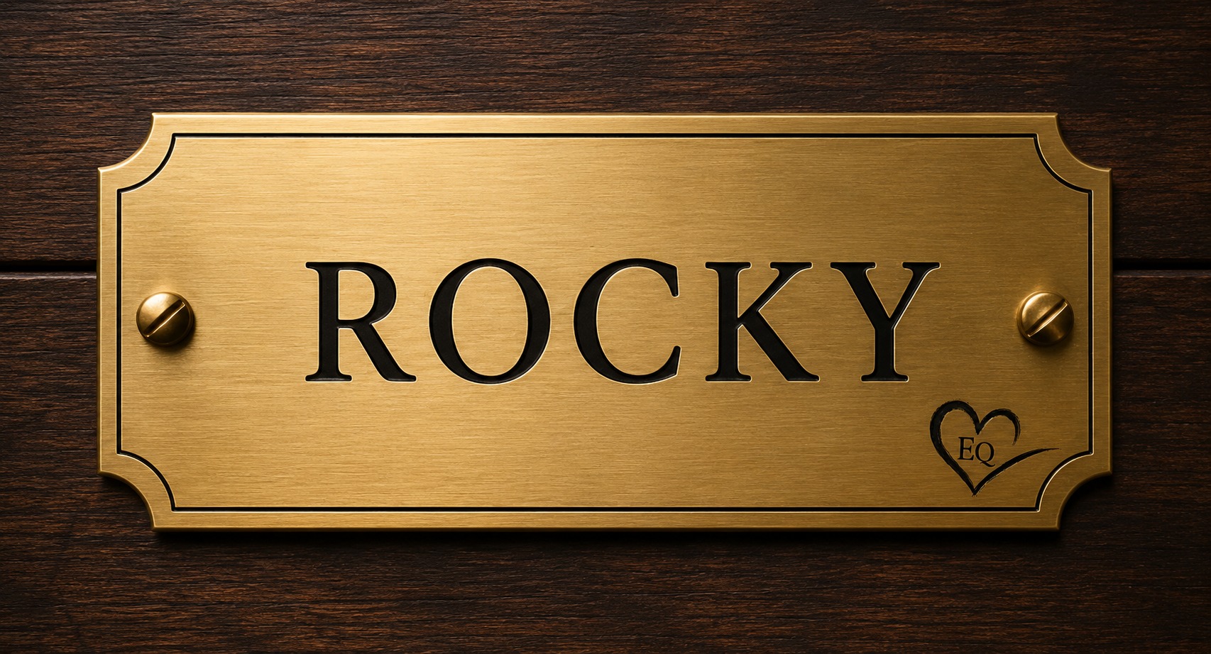 Custom engraved brass stall plate with horse's name